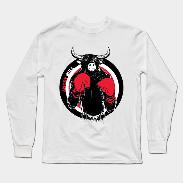 Angry bull Long Sleeve T-Shirt by hcreativeart